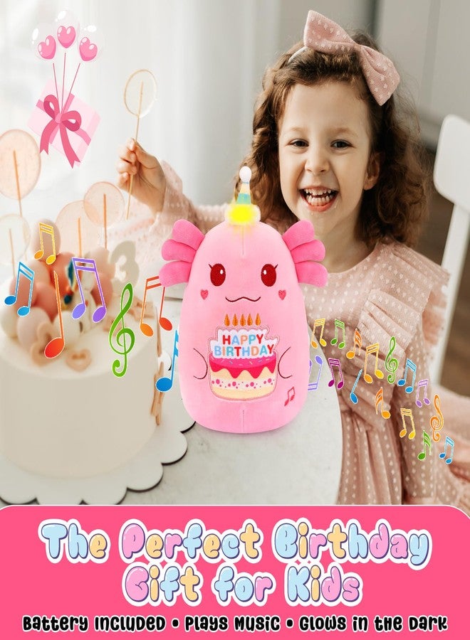 Prewplam Birthday Axolotl Plush Toy,Happy Birthday Singing & Glowing Axolotl Stuffed Animal Singing Toy,Gifts Party Decoration for Kids Boys Girls - Image 3